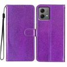 For Motorola Moto G84 5G Glitter Powder Flip Leather Phone Case(Purple) - 1