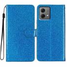 For Motorola Moto G84 5G Glitter Powder Flip Leather Phone Case(Blue) - 1