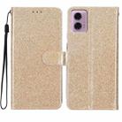 For Motorola Moto G23 Glitter Powder Flip Leather Phone Case(Gold) - 1