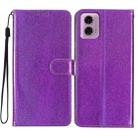 For Motorola Moto G23 Glitter Powder Flip Leather Phone Case(Purple) - 1