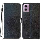 For Motorola Moto G34 Glitter Powder Flip Leather Phone Case(Black) - 1