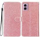 For Motorola Moto G34 Glitter Powder Flip Leather Phone Case(Rose Gold) - 1