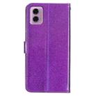 For Motorola Moto G34 Glitter Powder Flip Leather Phone Case(Purple) - 3