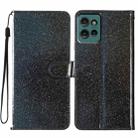 For Motorola Edge 50 Glitter Powder Flip Leather Phone Case(Black) - 1