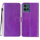 For Motorola Edge 50 Glitter Powder Flip Leather Phone Case(Purple) - 1