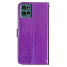 For Motorola Edge 50 Glitter Powder Flip Leather Phone Case(Purple) - 3