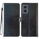 For Motorola Edge 2024 Glitter Powder Flip Leather Phone Case(Black) - 1
