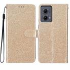 For Motorola Edge 2024 Glitter Powder Flip Leather Phone Case(Gold) - 1