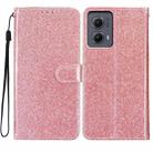 For Motorola Edge 2024 Glitter Powder Flip Leather Phone Case(Rose Gold) - 1