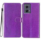 For Motorola Edge 2024 Glitter Powder Flip Leather Phone Case(Purple) - 1
