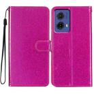 For Motorola Moto G85 Glitter Powder Flip Leather Phone Case(Rose Red) - 1