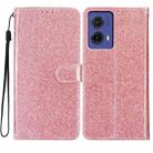 For Motorola Moto G85 Glitter Powder Flip Leather Phone Case(Rose Gold) - 1