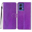 For Motorola Moto G85 Glitter Powder Flip Leather Phone Case(Purple) - 1