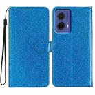 For Motorola Moto G85 Glitter Powder Flip Leather Phone Case(Blue) - 1