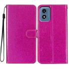 For Motorola Moto G Play 2024 Glitter Powder Flip Leather Phone Case(Rose Red) - 1