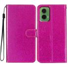 For Motorola Moto G35 Glitter Powder Flip Leather Phone Case(Rose Red) - 1