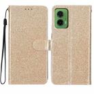 For Motorola Moto G35 Glitter Powder Flip Leather Phone Case(Gold) - 1