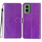 For Motorola Moto G35 Glitter Powder Flip Leather Phone Case(Purple) - 1
