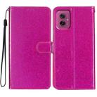 For Motorola Moto G55 Glitter Powder Flip Leather Phone Case(Rose Red) - 1
