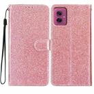 For Motorola Moto G55 Glitter Powder Flip Leather Phone Case(Rose Gold) - 1