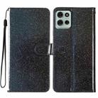 For Motorola Moto G75 5G Glitter Powder Flip Leather Phone Case(Black) - 1