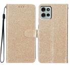 For Motorola Moto G75 5G Glitter Powder Flip Leather Phone Case(Gold) - 1