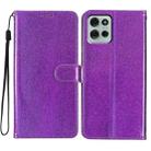 For Motorola Moto G75 5G Glitter Powder Flip Leather Phone Case(Purple) - 1