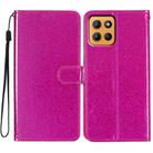 For Motorola Moto G15 Glitter Powder Flip Leather Phone Case(Rose Red) - 1