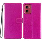 For Motorola Moto G05 Glitter Powder Flip Leather Phone Case(Rose Red) - 1