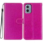For Motorola Moto E15 Glitter Powder Flip Leather Phone Case(Rose Red) - 1