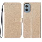 For Motorola Moto E15 Glitter Powder Flip Leather Phone Case(Gold) - 1