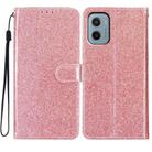 For Motorola Moto E15 Glitter Powder Flip Leather Phone Case(Purple) - 1