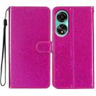 For OPPO A38 4G Glitter Powder Flip Leather Phone Case(Rose Red) - 1