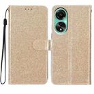 For OPPO A38 4G Glitter Powder Flip Leather Phone Case(Gold) - 1