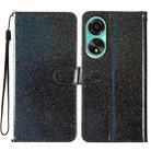 For OPPO A58 4G Glitter Powder Flip Leather Phone Case(Black) - 1