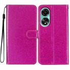For OPPO A58 4G Glitter Powder Flip Leather Phone Case(Rose Red) - 1