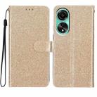 For OPPO A58 4G Glitter Powder Flip Leather Phone Case(Gold) - 1