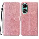 For OPPO A58 4G Glitter Powder Flip Leather Phone Case(Rose Gold) - 1