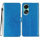 For OPPO A58 4G Glitter Powder Flip Leather Phone Case(Blue) - 1