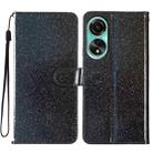 For OPPO A78 4G Glitter Powder Flip Leather Phone Case(Black) - 1