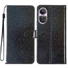 For OPPO Reno10 / Reno10 Pro Global Glitter Powder Flip Leather Phone Case(Black) - 1
