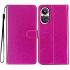 For OPPO Reno10 / Reno10 Pro Global Glitter Powder Flip Leather Phone Case(Rose Red) - 1