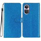 For OPPO Reno10 / Reno10 Pro Global Glitter Powder Flip Leather Phone Case(Blue) - 1