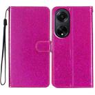 For OPPO A98 Glitter Powder Flip Leather Phone Case(Rose Red) - 1