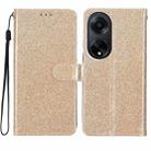 For OPPO A98 Glitter Powder Flip Leather Phone Case(Gold) - 1