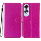 For OPPO A60 Glitter Powder Flip Leather Phone Case(Rose Red) - 1