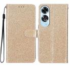 For OPPO A60 Glitter Powder Flip Leather Phone Case(Gold) - 1