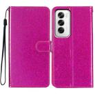 For OPPO Reno12 Global Glitter Powder Flip Leather Phone Case(Rose Red) - 1