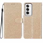 For OPPO Reno12 Global Glitter Powder Flip Leather Phone Case(Gold) - 1