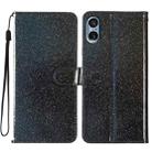 For Sony Xperia 5 V Glitter Powder Flip Leather Phone Case(Black) - 1